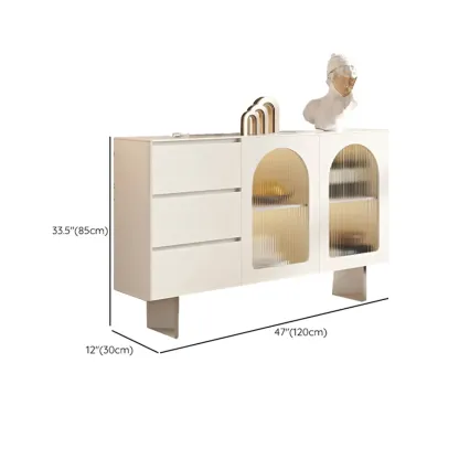 Minimalistic White Rectangular Accent Cabinet for Living Room Image - 15