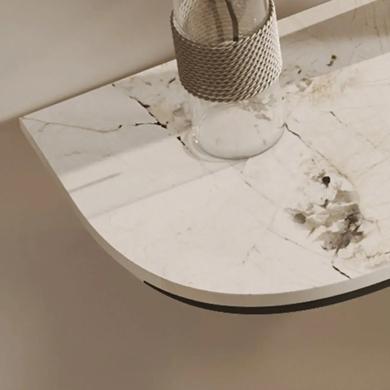 Glam Stone Top Console Table with Curved Base Design Image - 8