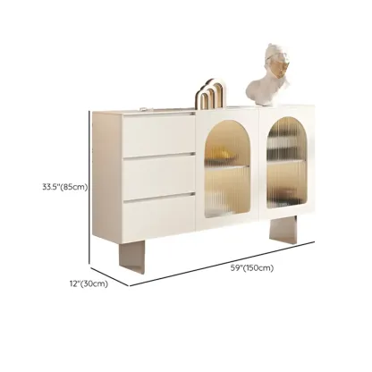 Minimalistic White Rectangular Accent Cabinet for Living Room Image - 16