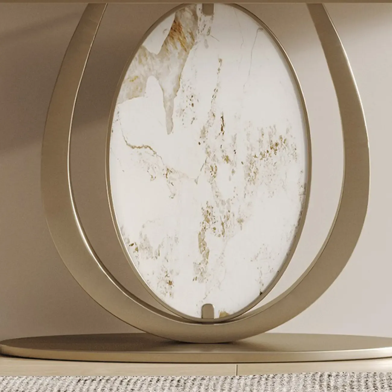 Glam Stone Top Console Table with Curved Base Design Image - 9