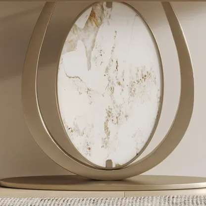 Glam Stone Top Console Table with Curved Base Design Image - 9