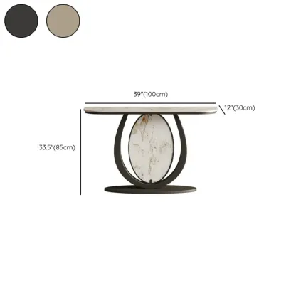 Glam Stone Top Console Table with Curved Base Design #size