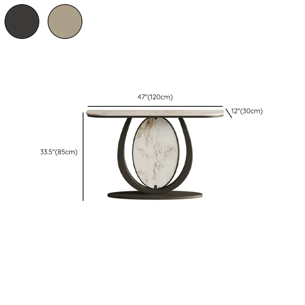 Glam Stone Top Console Table with Curved Base Design Image - 12