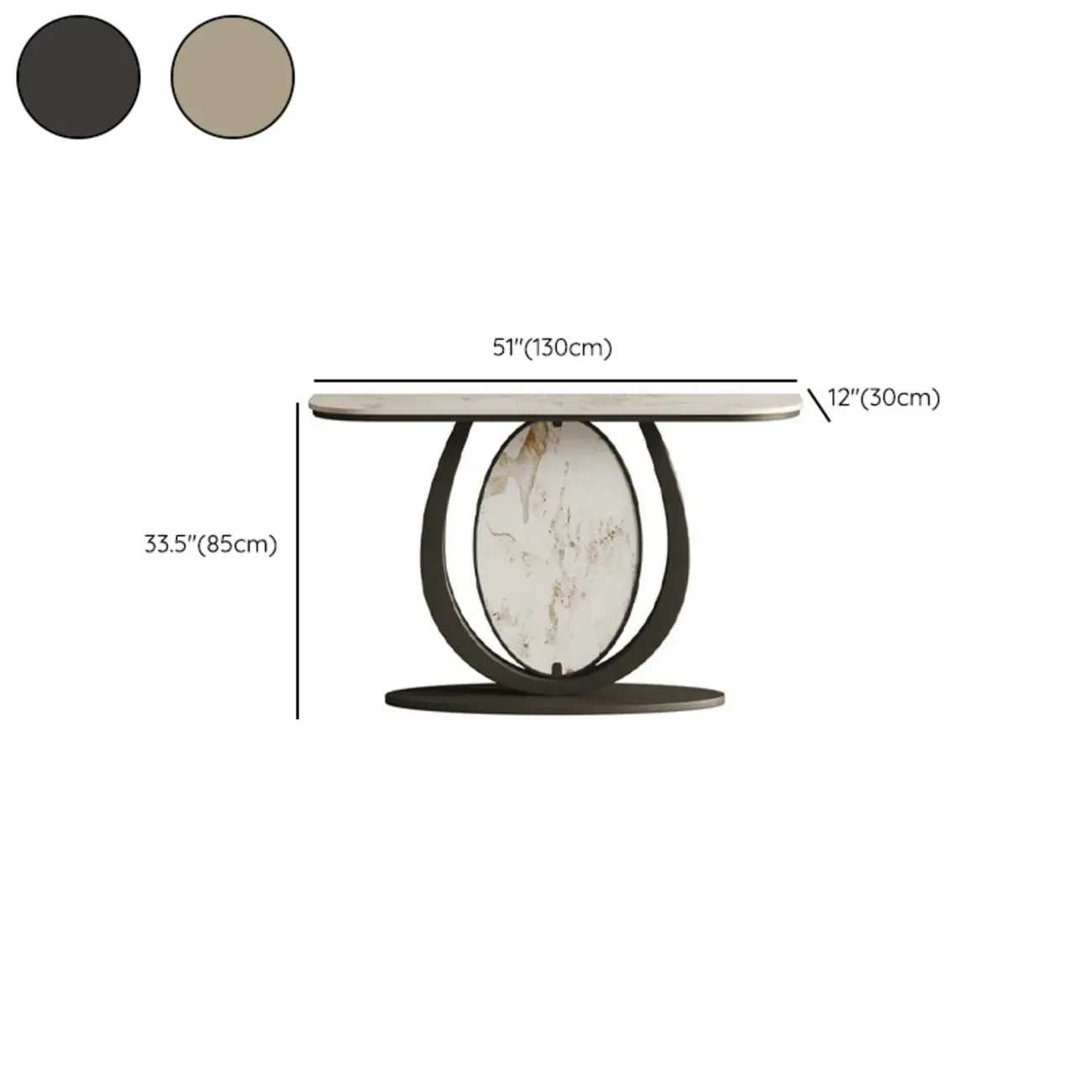 Glam Stone Top Console Table with Curved Base Design Image - 13