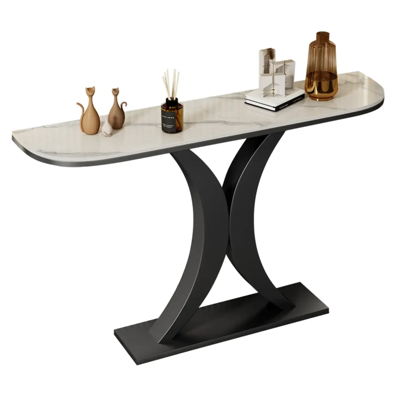 Glam Narrow Stone Top Console Table for the Entryway Image - 9