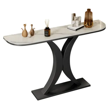 Glam Narrow Stone Top Console Table for the Entryway			 Image - 9