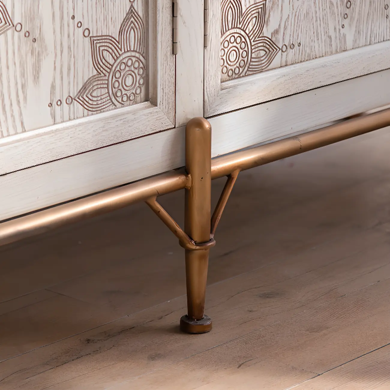 Rustic Wooden Free-standing Storage Cabinet for Living Room Image - 9 | homeyfad