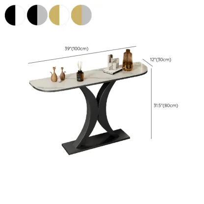 Glam Narrow Stone Top Console Table for the Entryway			 Image - 11