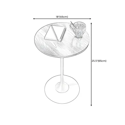 Minimalist Round Brown Wood End Table with Metal Base Image - 13