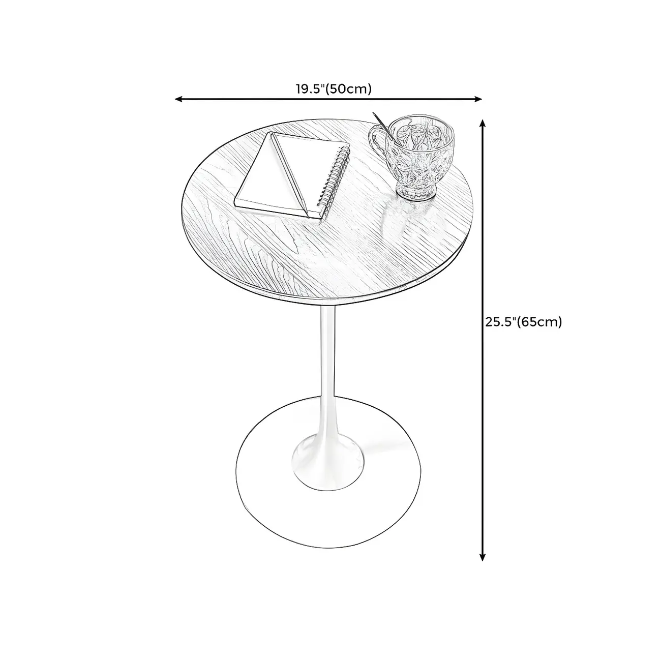 Minimalist Round Brown Wood End Table with Metal Base Image - 14 | homeyfad