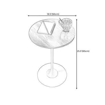 Minimalist Round Brown Wood End Table with Metal Base Image - 14