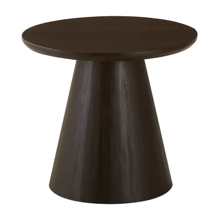 Modern Round Brown Solid Wood End Table for Living Room Image - 10