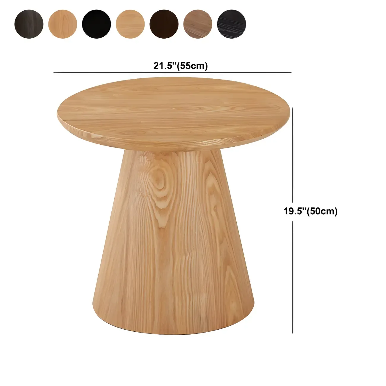 Modern Round Brown Solid Wood End Table for Living Room Image - 15