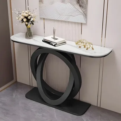 Modern Stone Top Abstract Base Console Table Image - 1