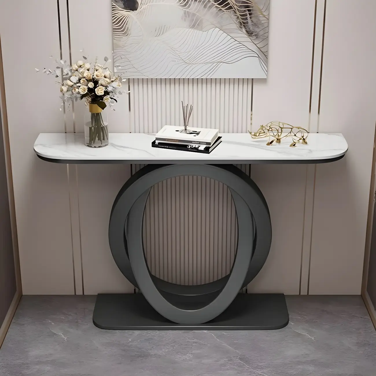Modern Stone Top Abstract Base Console Table Image - 3 | homeyfad