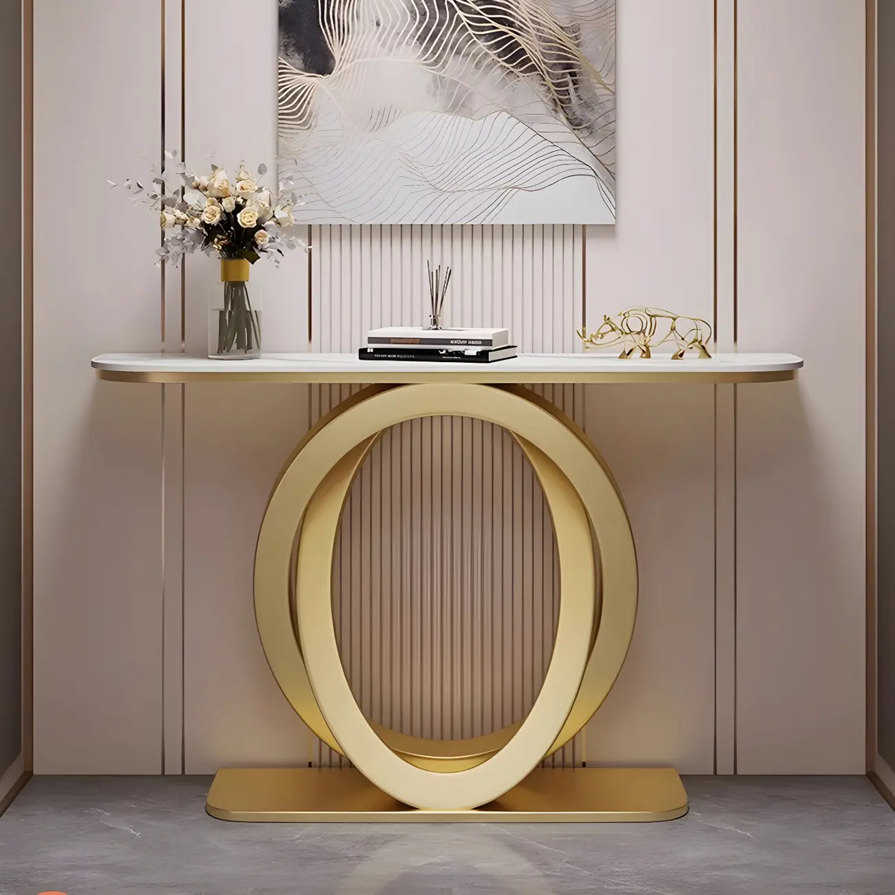 Modern Stone Top Abstract Base Console Table Image - 6 | homeyfad