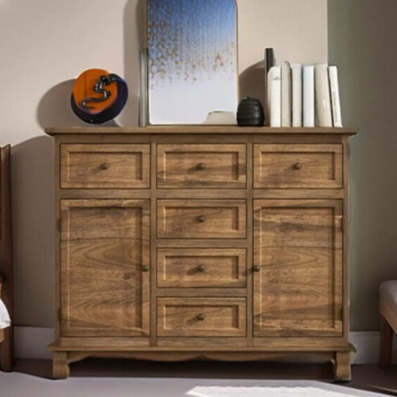 Rustic Wooden White Storage Cabinet for Bedroom or Office Image - 2 | homeyfad