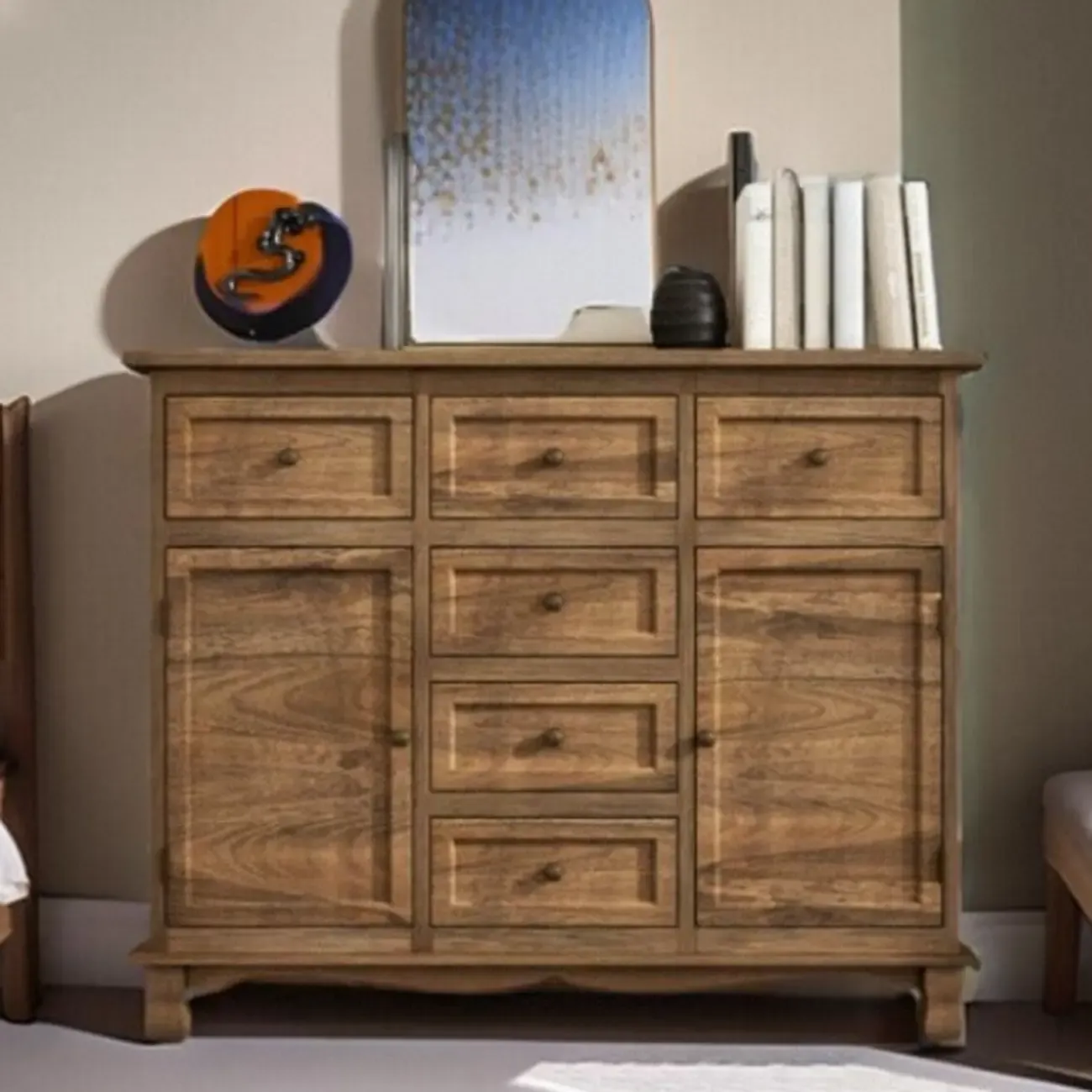 Rustic Wooden White Storage Cabinet for Bedroom or Office Image - 2