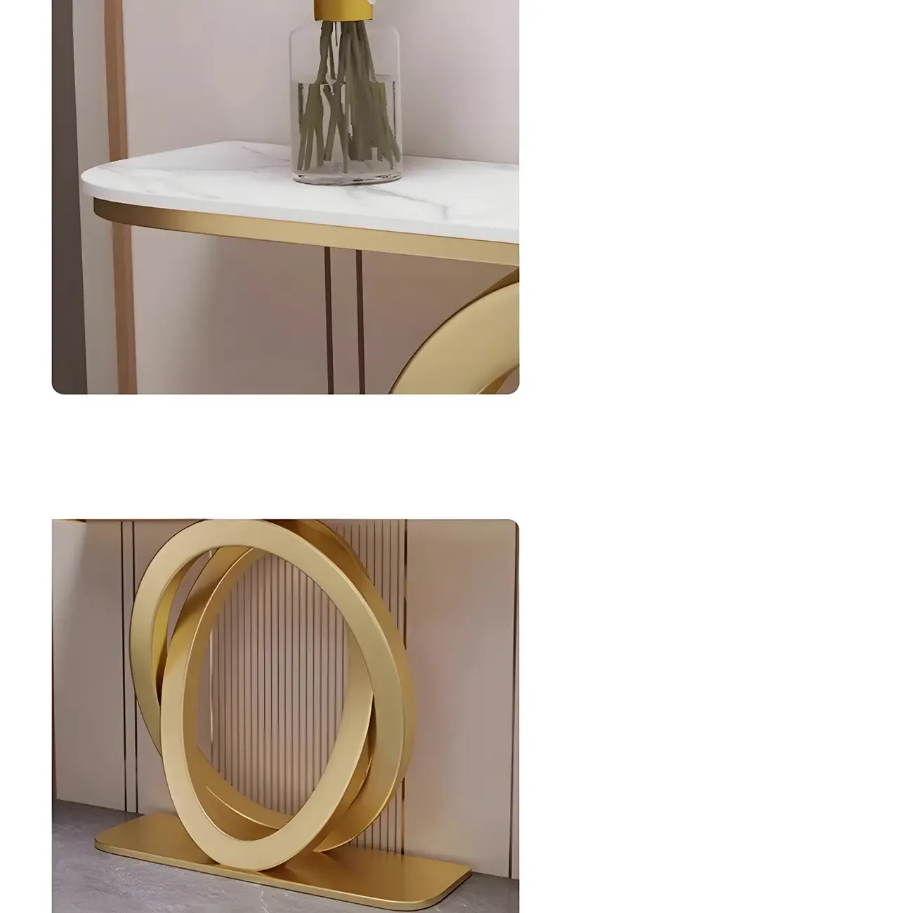 Modern Stone Top Abstract Base Console Table Image - 11