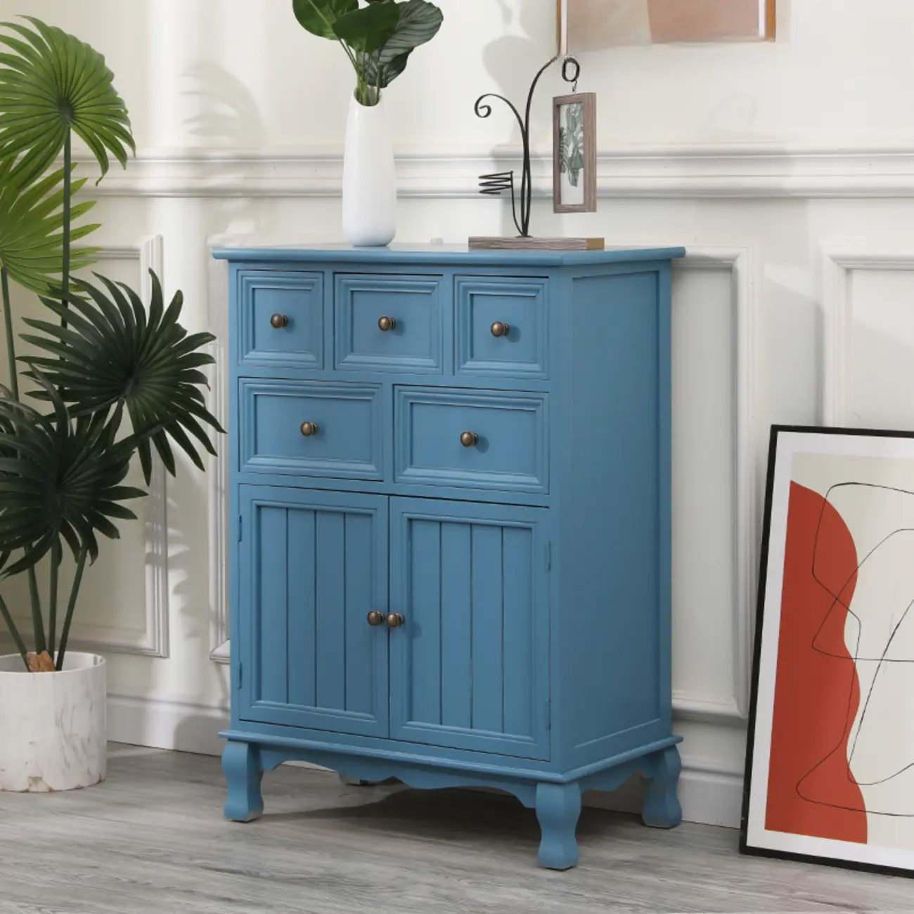 Rustic Wooden White Storage Cabinet for Bedroom or Office Image - 6 | homeyfad