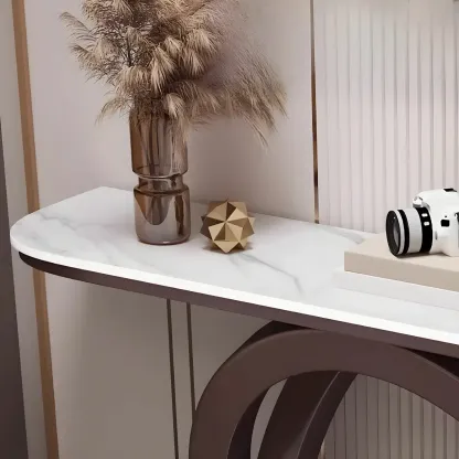 Modern Stone Top Abstract Base Console Table Image - 14