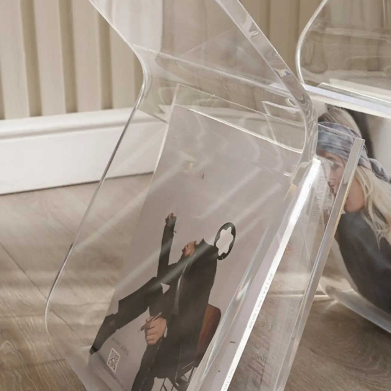 Gray Acrylic Side Table with Magazine Rack for Living Room Image - 10 | homeyfad