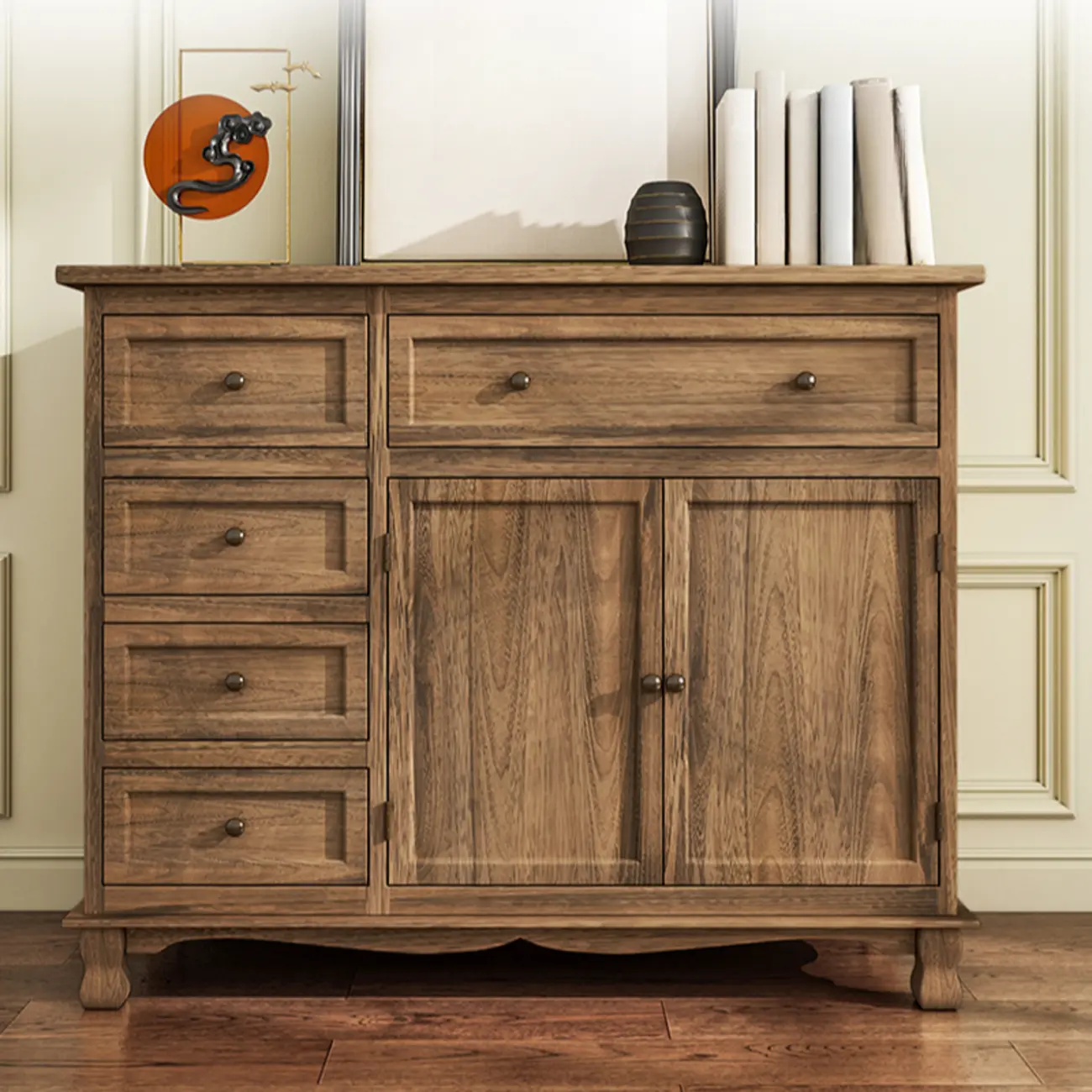 Rustic Wooden White Storage Cabinet for Bedroom or Office Image - 7 | homeyfad