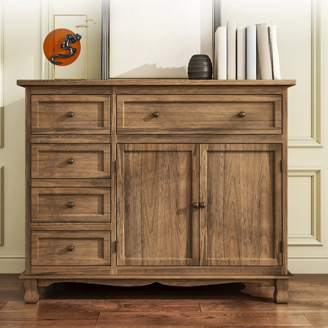 Rustic Wooden White Storage Cabinet for Bedroom or Office Image - 7