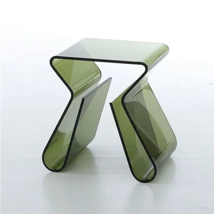 Gray Acrylic Side Table with Magazine Rack for Living Room Image - 11