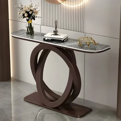 Modern Stone Top Abstract Base Console Table Image - 17