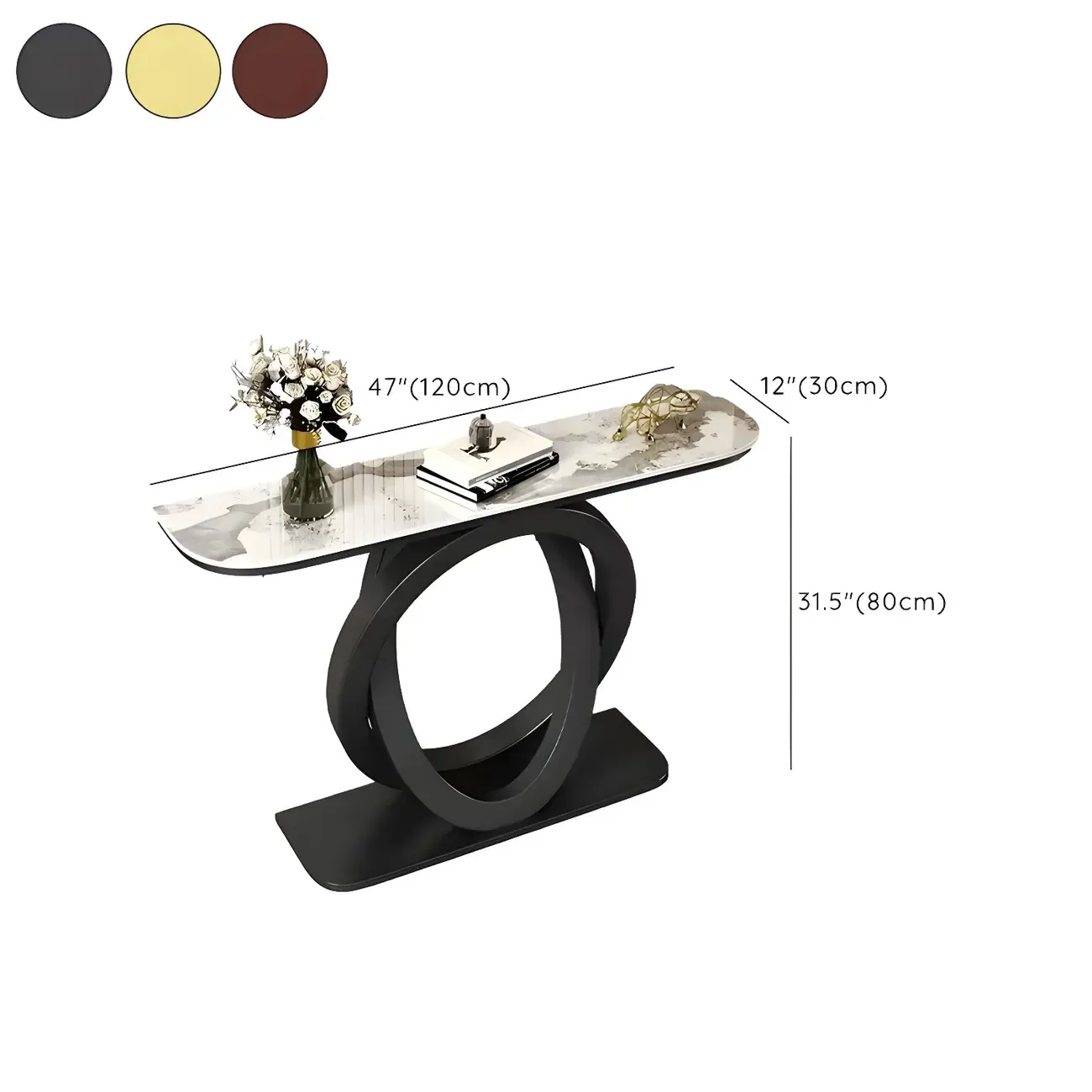 Modern Stone Top Abstract Base Console Table Image - 20
