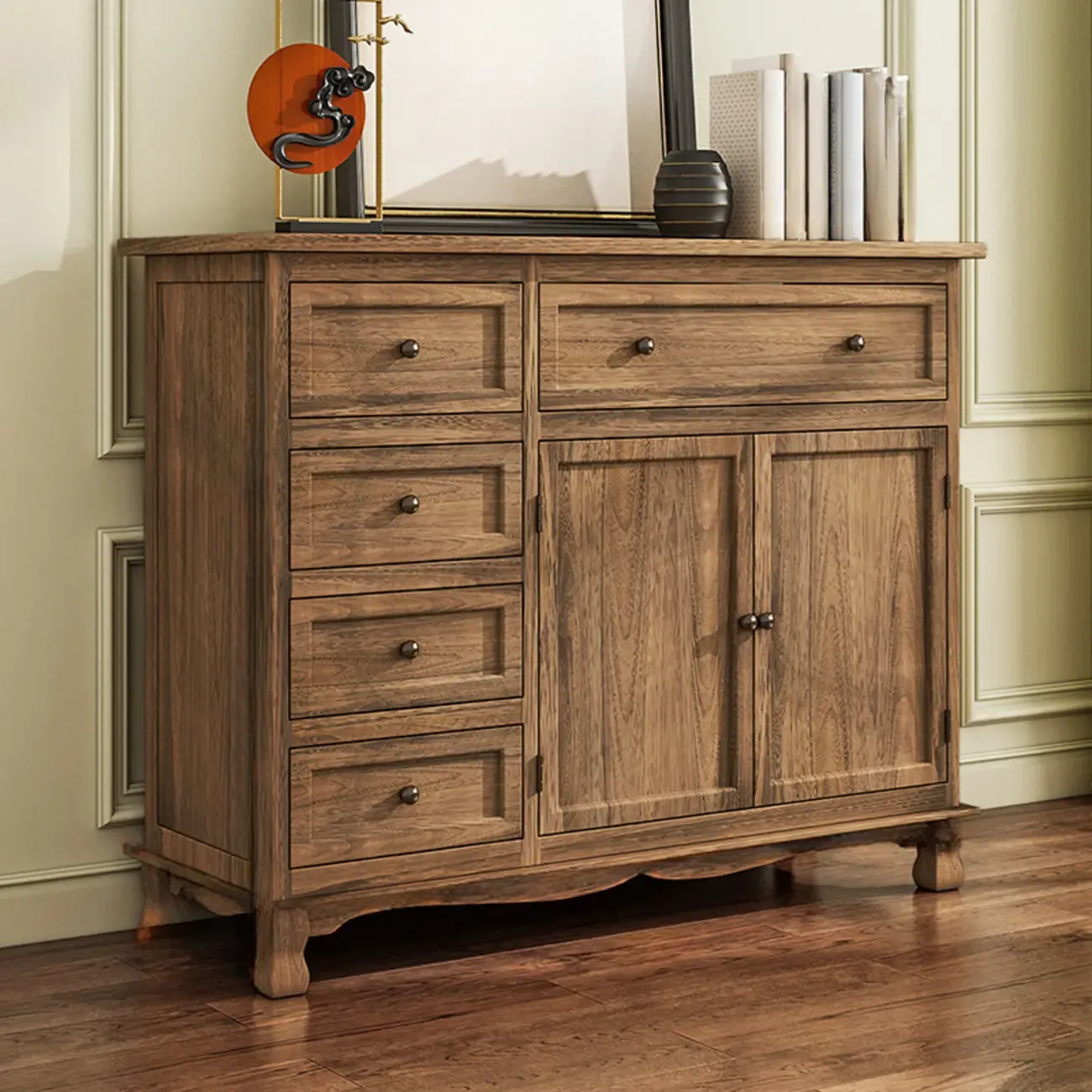 Rustic Wooden White Storage Cabinet for Bedroom or Office Image - 13