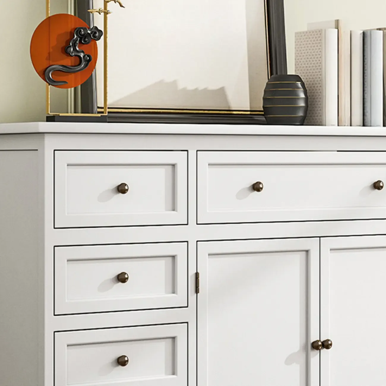 Rustic Wooden White Storage Cabinet for Bedroom or Office Image - 14