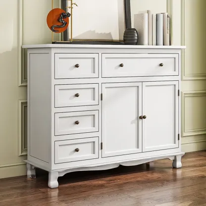 Rustic Wooden White Storage Cabinet for Bedroom or Office Image - 16