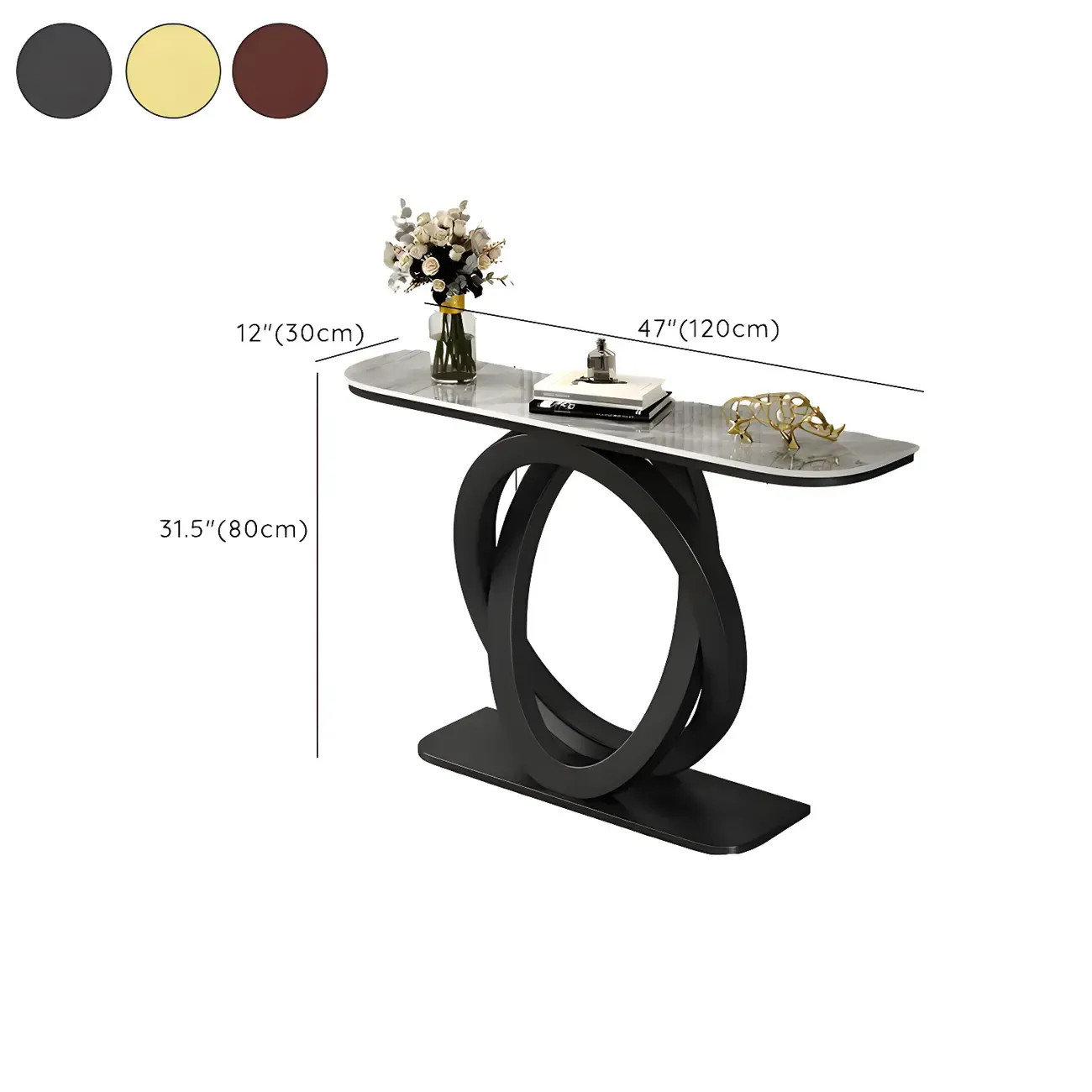 Modern Stone Top Abstract Base Console Table Image - 28