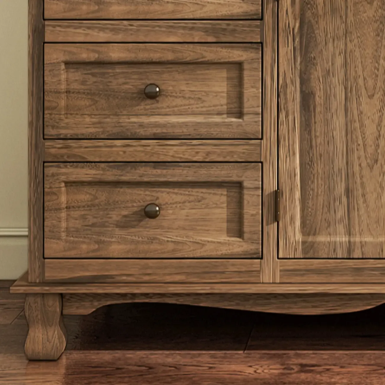 Rustic Wooden White Storage Cabinet for Bedroom or Office Image - 17