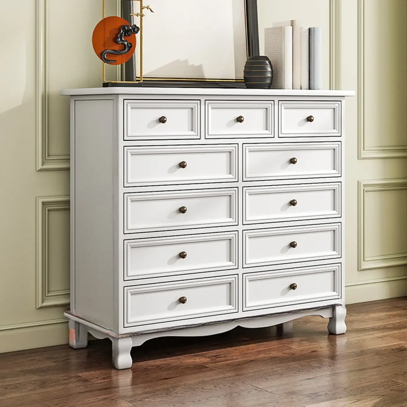 Rustic Wooden White Storage Cabinet for Bedroom or Office Image - 19