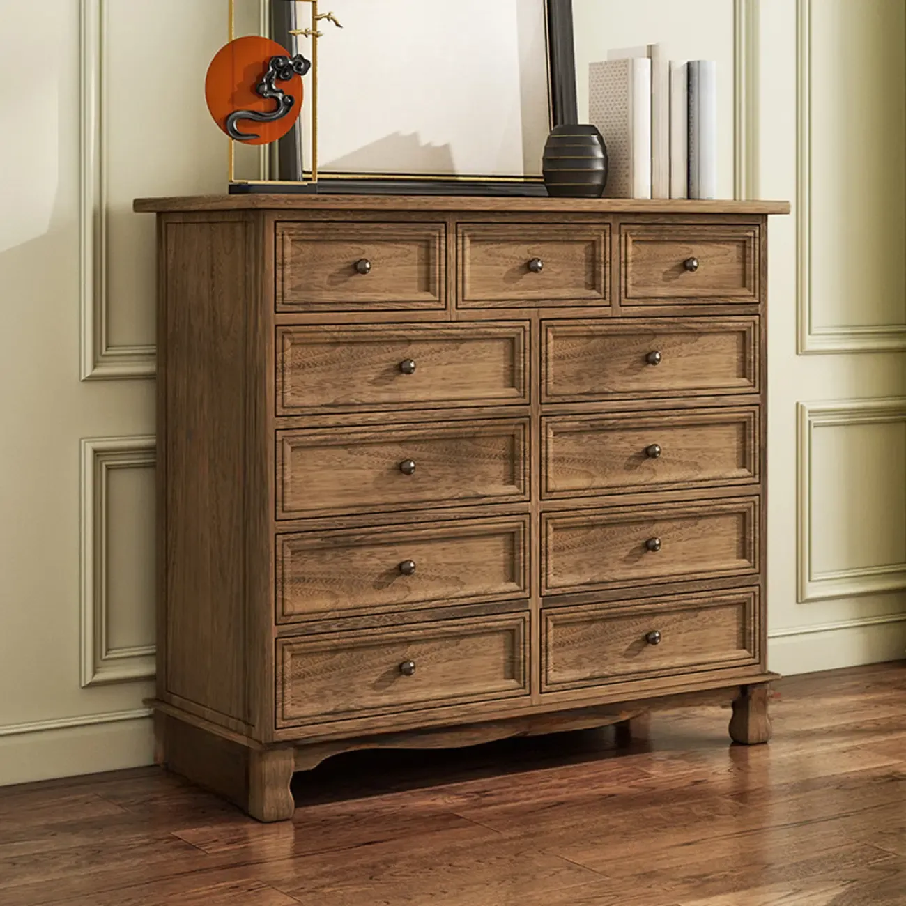 Rustic Wooden White Storage Cabinet for Bedroom or Office Image - 20