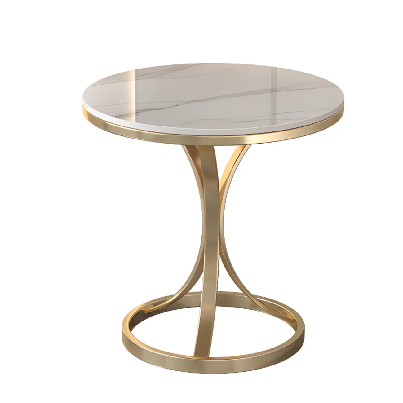 Round Gold Metal and Marble End Table for Living Room Image - 2 | homeyfad