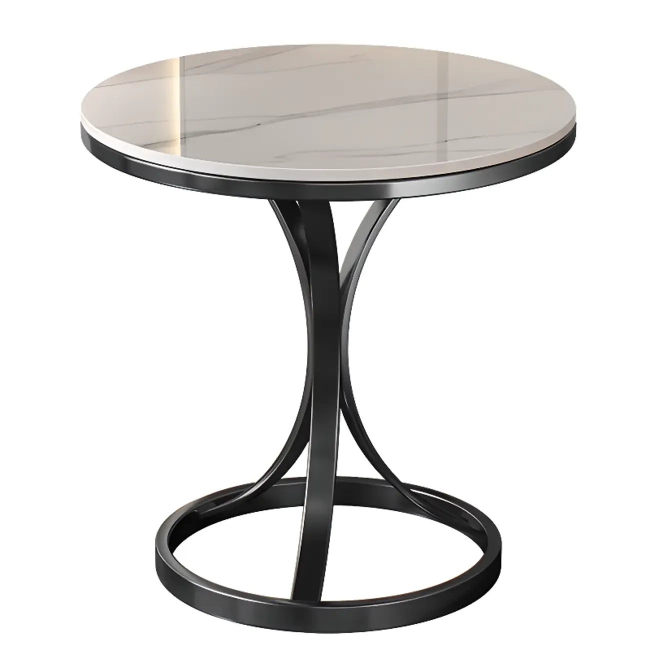 Round Gold Metal and Marble End Table for Living Room Image - 5