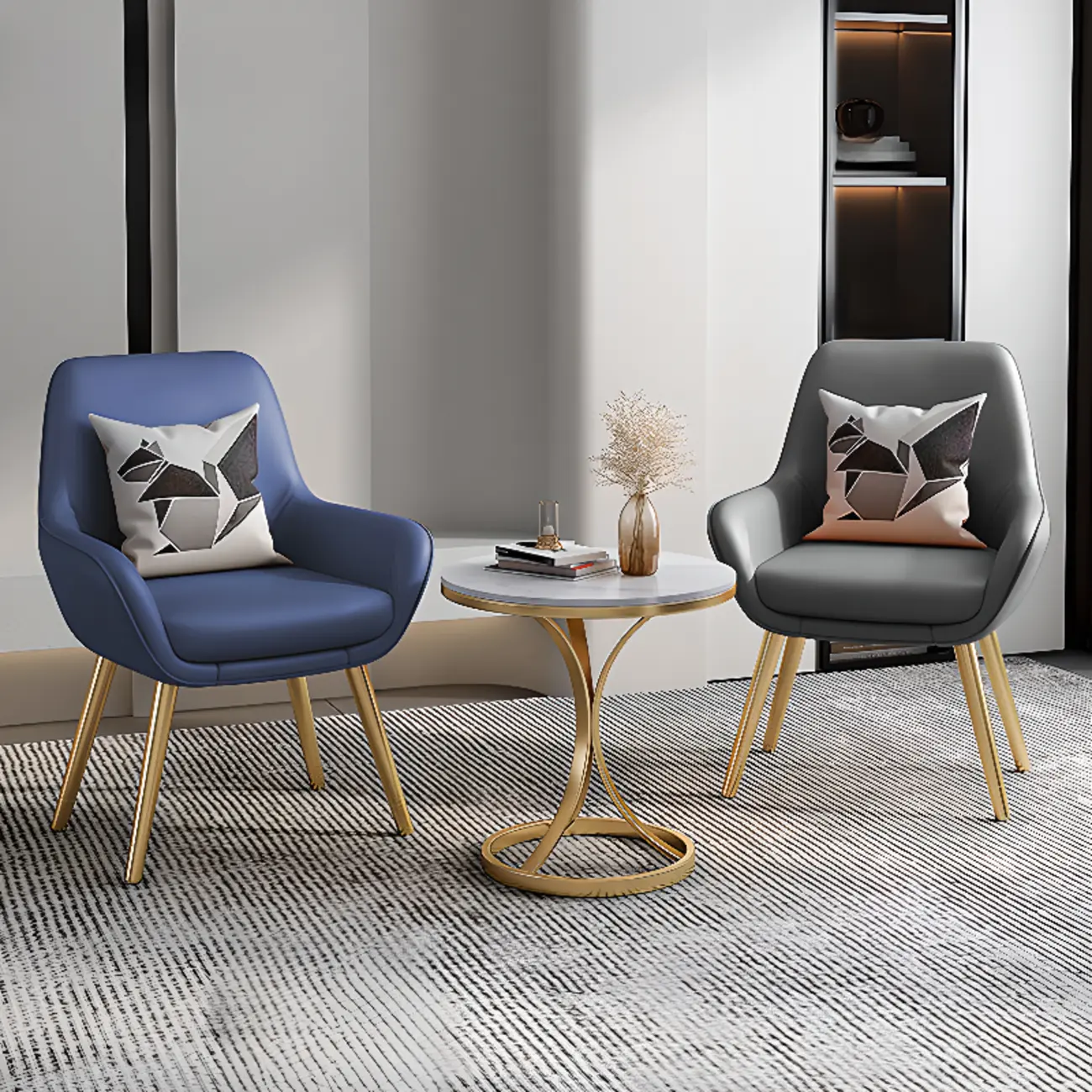 Round Gold Metal and Marble End Table for Living Room Image - 6 | homeyfad