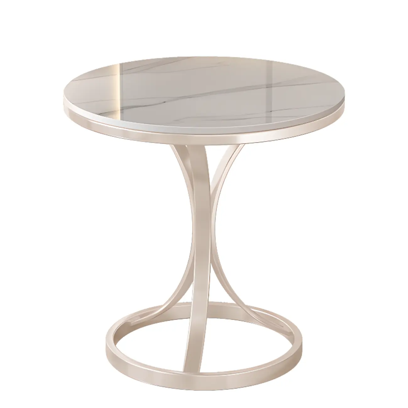 Round Gold Metal and Marble End Table for Living Room Image - 7 | homeyfad