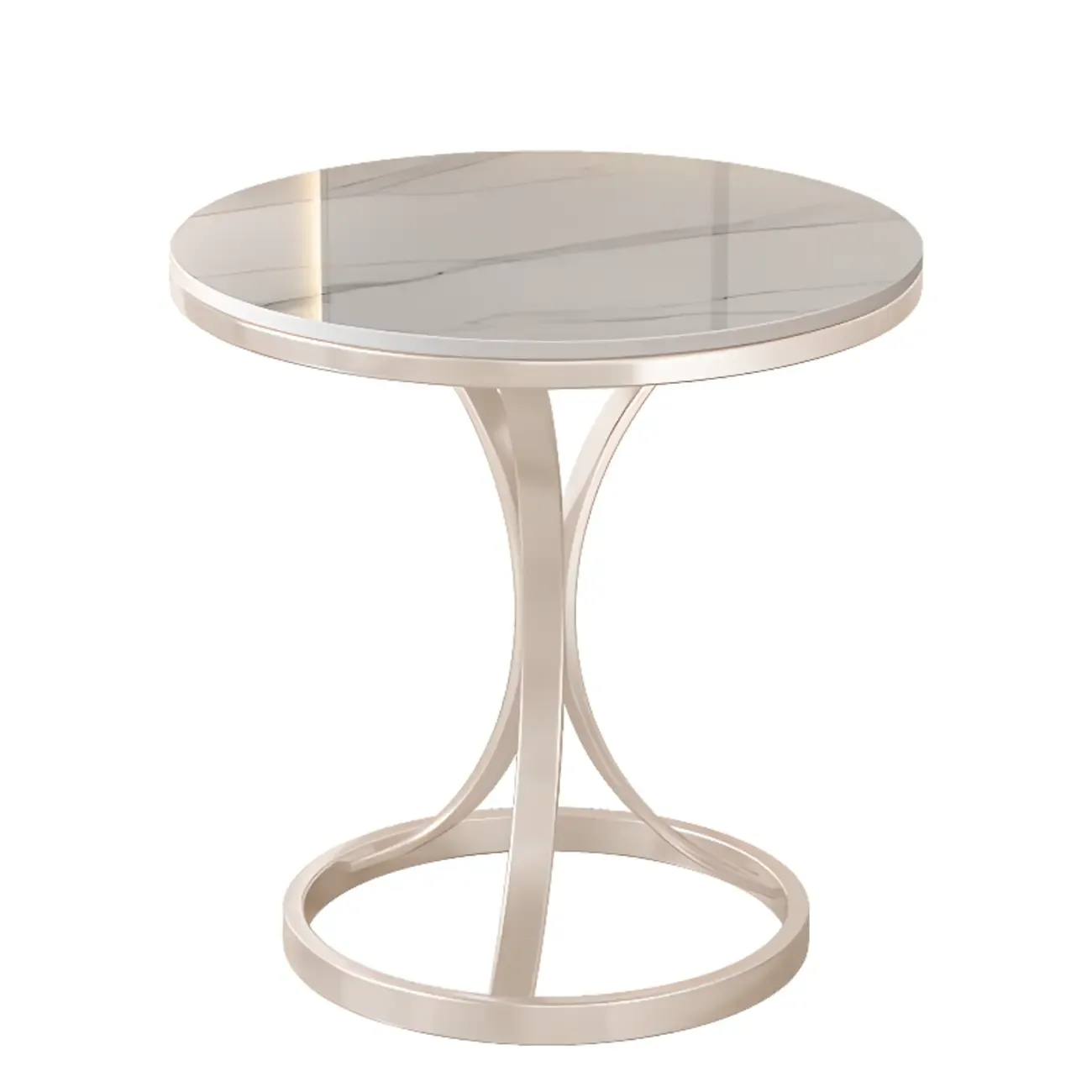 Round Gold Metal and Marble End Table for Living Room Image - 7