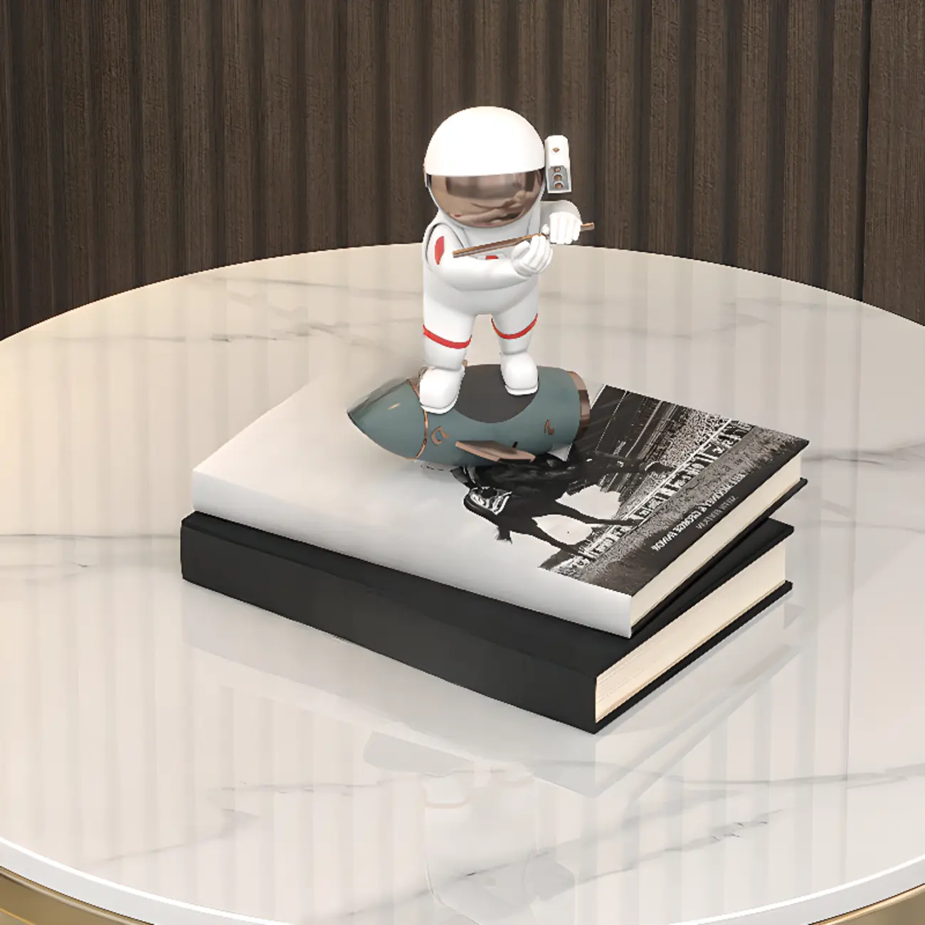 Round Gold Metal and Marble End Table for Living Room Image - 10 | homeyfad