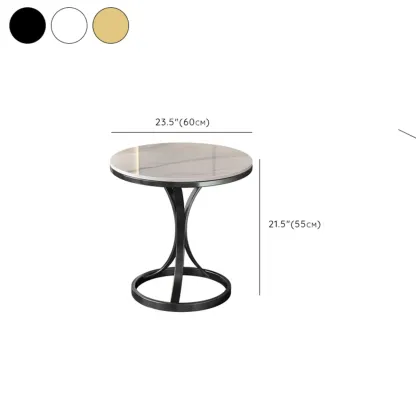 Round Gold Metal and Marble End Table for Living Room #size