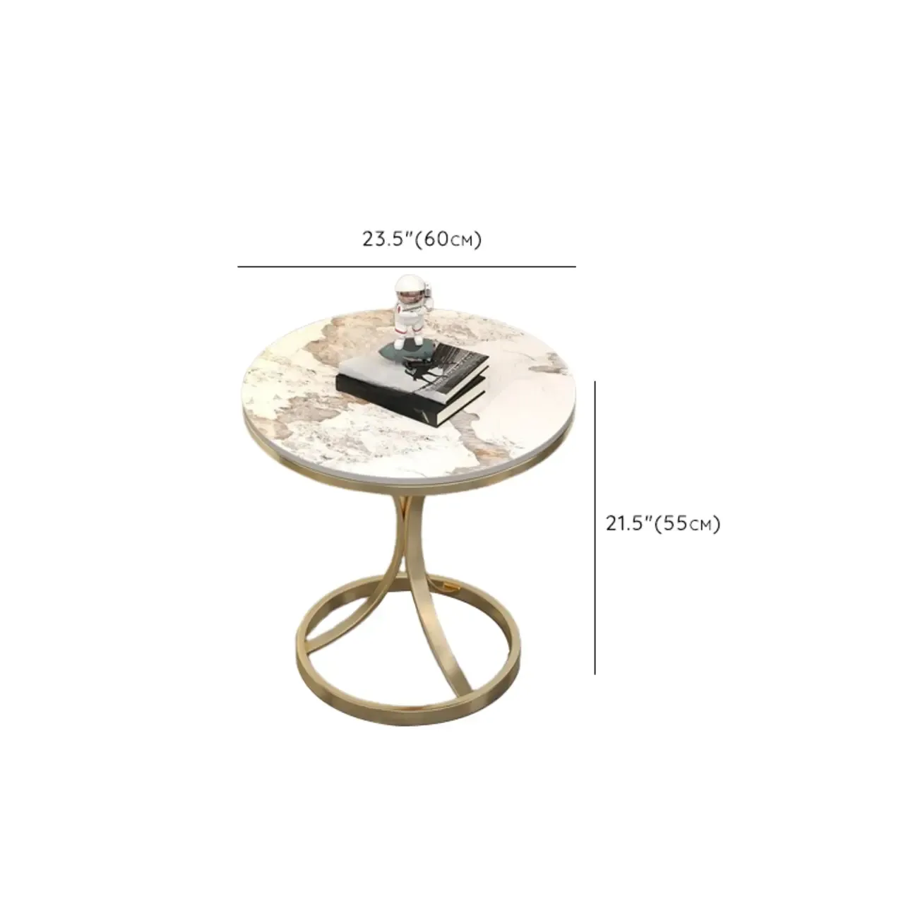 Round Gold Metal and Marble End Table for Living Room Image - 17