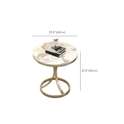 Round Gold Metal and Marble End Table for Living Room Image - 17