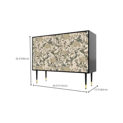 French Country Cabinet with Flower Finish for Living Room Image - 11