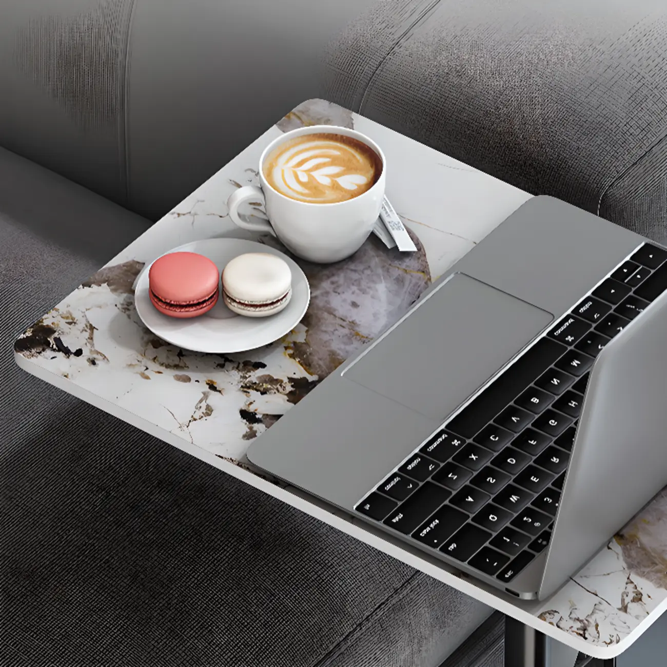 Minimalist C-Shaped White Marble Side Table for Sofa Image - 6 | homeyfad