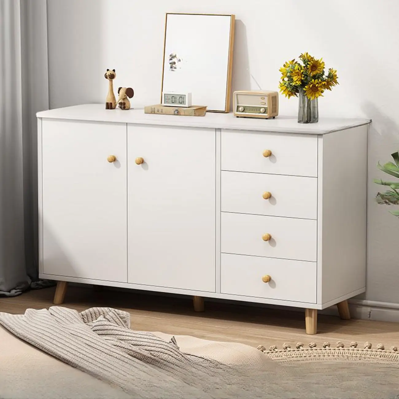 Rustic Solid Wood 	Accent Cabinet with Drawers for Bedroom  Image - 3 | homeyfad